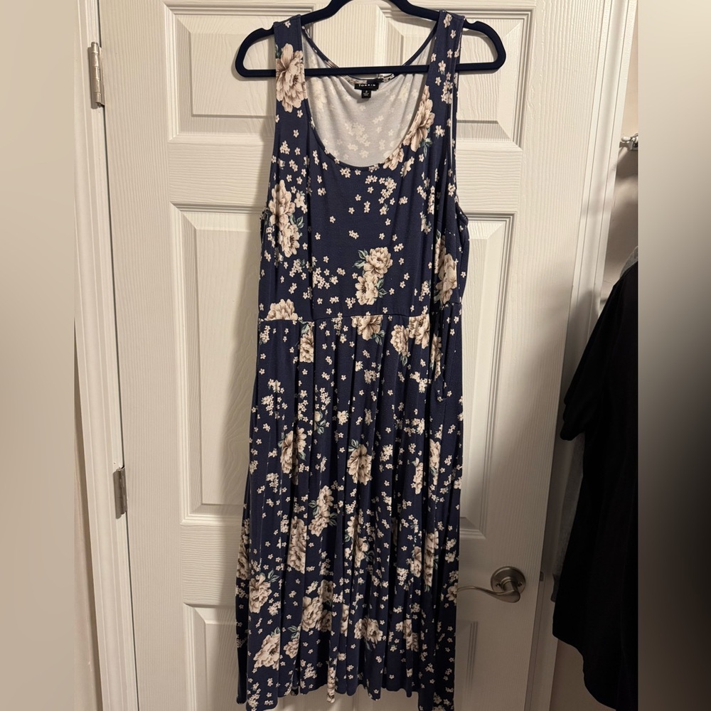 Torrid Blue and White Pleated Maxi Sundress